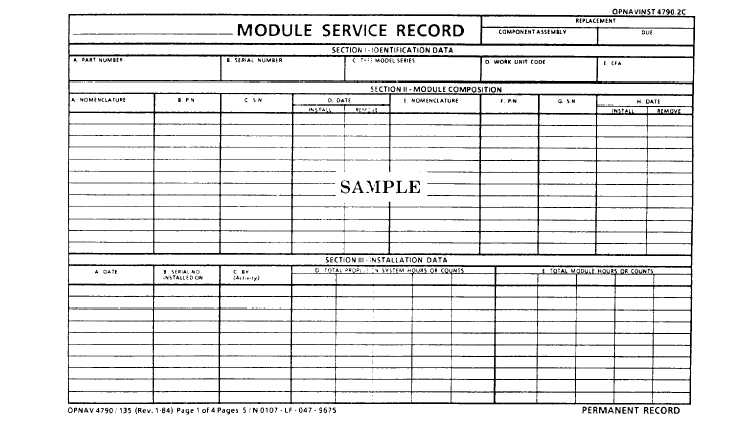 Module Service Record (page 1)