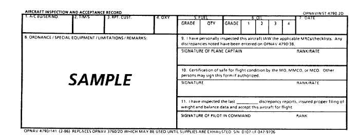 Aircraft Inspection and Acceptance Record, OPNAV 4790/141